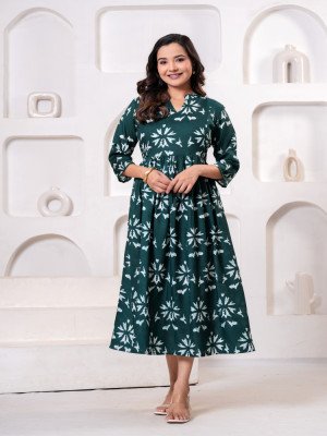 Green Floral Maternity Midi Dress