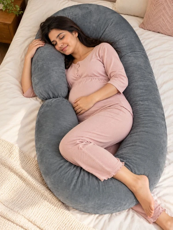C-Shape Full Body Dark grey Maternity Pillow (Premium)