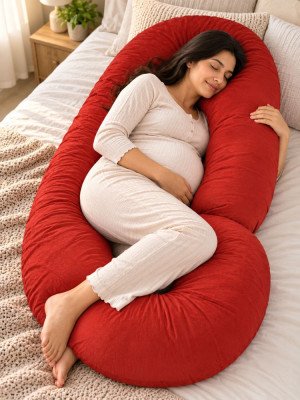 C-Shape Full Body Red Velvet Maternity Pillow (Regular)
