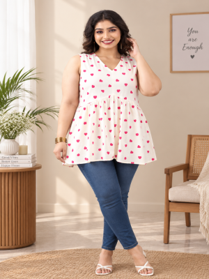 Maroon Heart Shaped Peplum Top