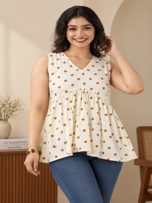 Rust Heart Shaped Peplum Top