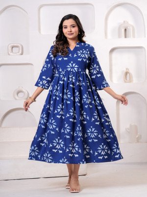 Blue Floral Maternity Midi Dress